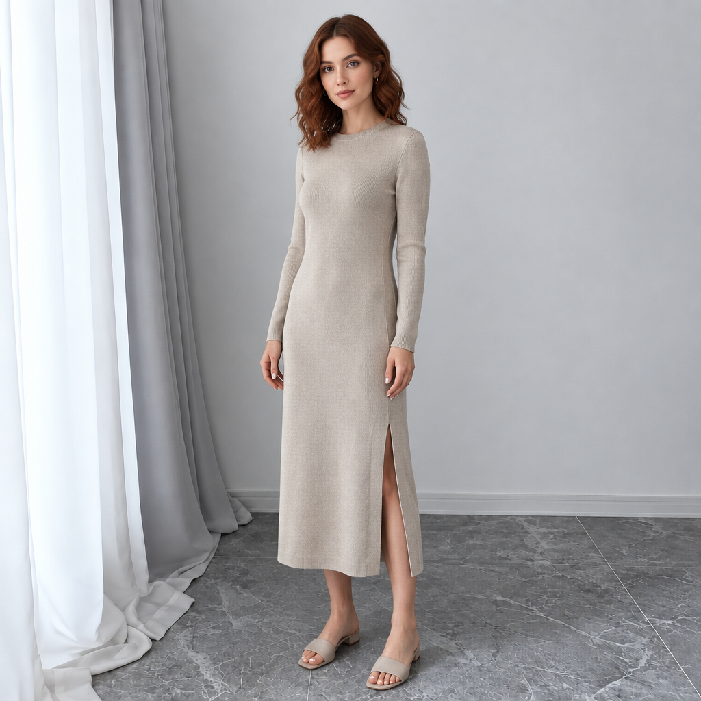 Women's Long-Sleeve Backless Knit Dress