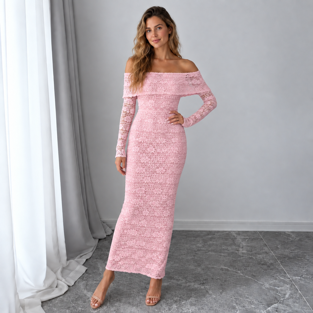 Women's Off-Shoulder Lace Maxi Dress