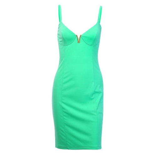 Women's Green V-Neck Sequin Mini Dress