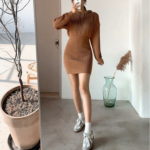 Women's Hooded Batwing-Sleeve Mini Dress