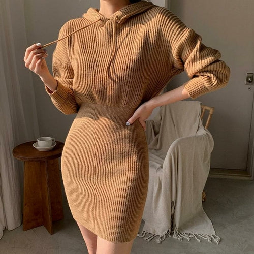 Women's Hooded Batwing-Sleeve Mini Dress