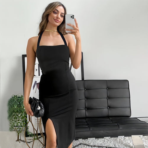Women's Backless Halter Dress