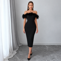 Women's Off-Shoulder Feather Dress