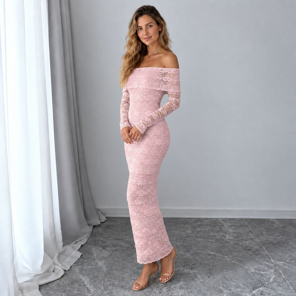 Women's Off-Shoulder Lace Maxi Dress