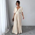 Women's Pleated Wrap-Style Maxi Dress